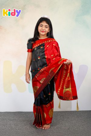 BS-05 বেবি রেডি কালো কাতান শাড়ি