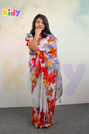 BS-30 বেবি রেডি হাফ সিল্ক প্রিন্ট শাড়ি