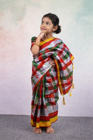 bs 02/bs 51 বেবি রেডি চেক সিল্ক শাড়ি