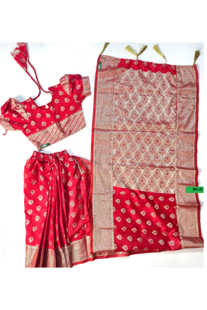 bs 41 বেবি রেডি (লাল) কাতান শাড়ি