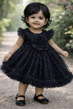 Home BD-01 Premium Girls Frock (Black)