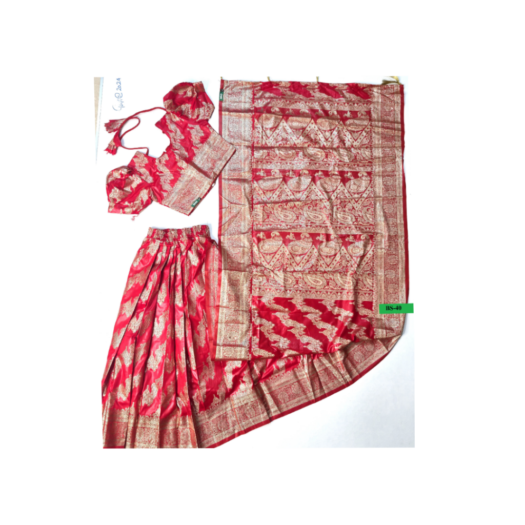 BS-40 বেবি রেডি (মেরুন ) কাতান শাড়ি