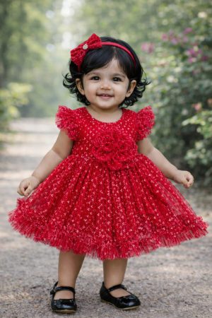 Home BD-06 Premium Girls Frock (লাল -2)