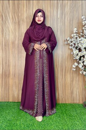 Home lb 01 মেরুন ষ্টোন চেরি কাপড় বোরখা