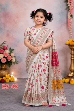 bs 70 বেবি রেডি হাফ সিল্ক প্রিন্ট শাড়ি