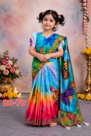 bs 70 বেবি রেডি হাফ সিল্ক প্রিন্ট শাড়ি