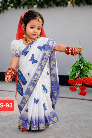 Home bs 92 বেবি রেডি হাফ সিল্ক প্রিন্ট শাড়ি